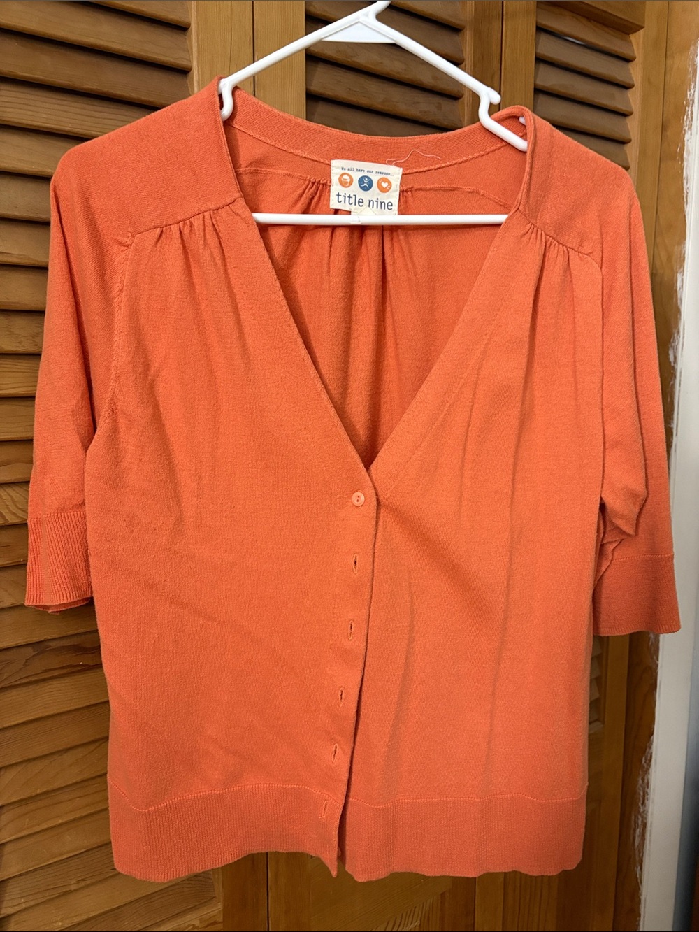 Title Nine Coral Short-Sleeve Button Down Top
